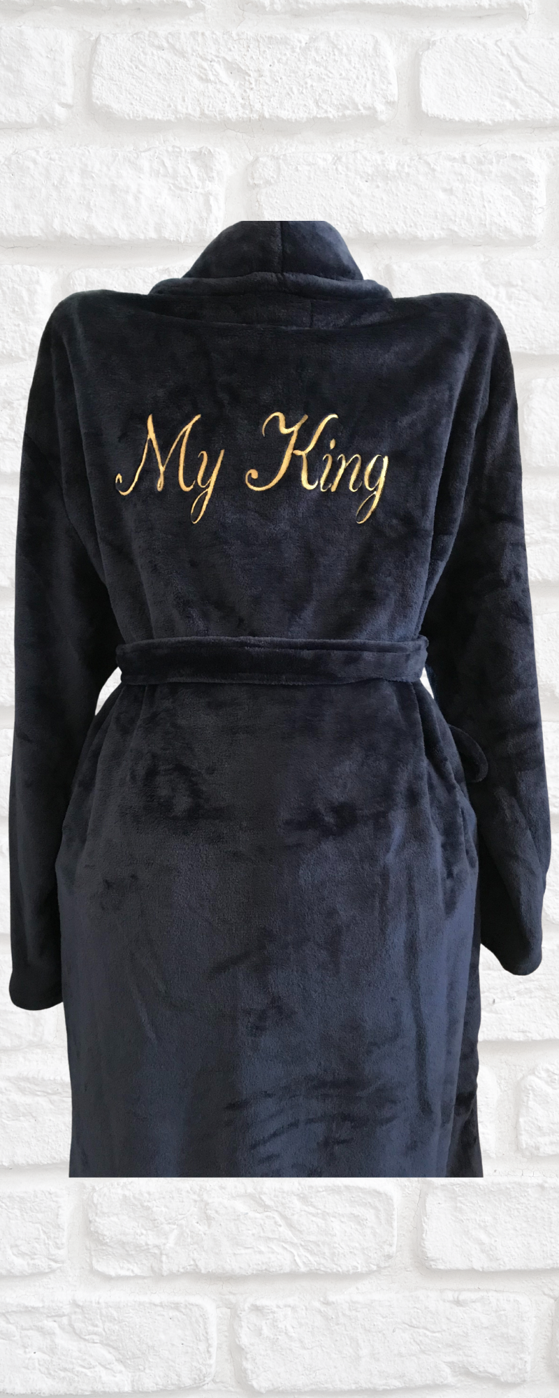 Mens Personalised Embroidered Non Hooded Dressing Gown Blue / 4x / Front and Back Mens Personalised Embroidered Non Hooded Dressing Gown Blue / 4x / Front and Back
