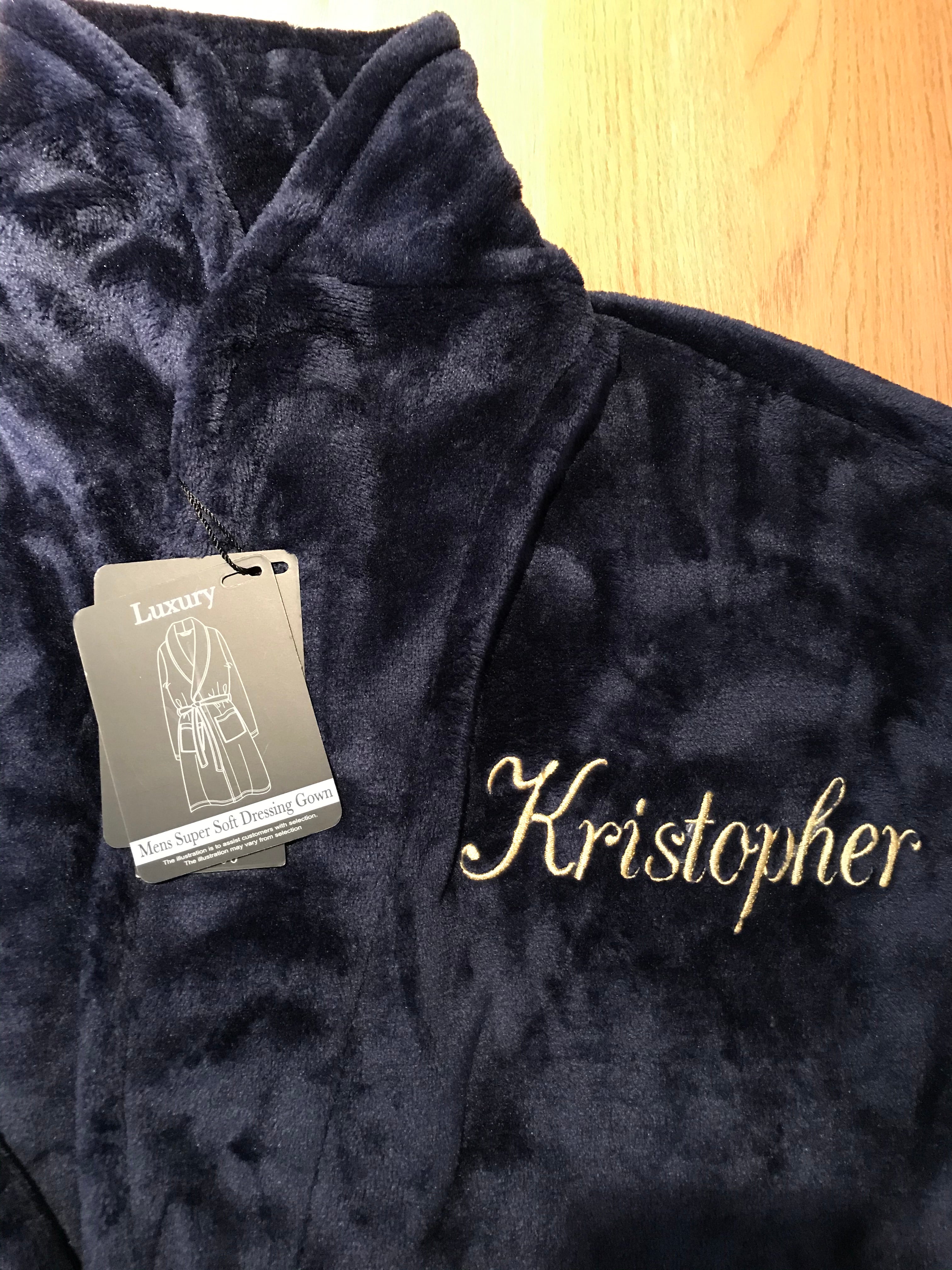 Mens personalised hooded dressing gown sale