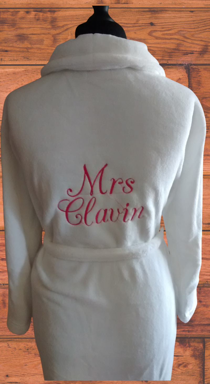 Ladies Personalised Embroidered Non hooded Dressing Gown