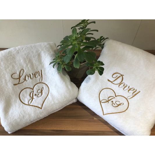 Premium Quality Extra Large Personalised Embroidered Towel Set of 2